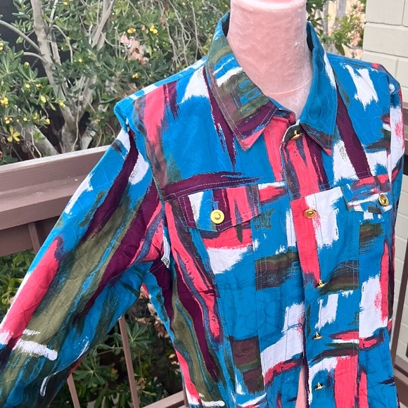 π΅ Drapers & Damons jean jacket colorful color block art like new 1X - Picture 5 of 11